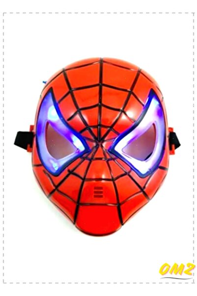 OMZ Kırmızı Renk Led Işıklı Spiderman Örümcek Adam Maskesi Kız Cocuk Erkek Co...