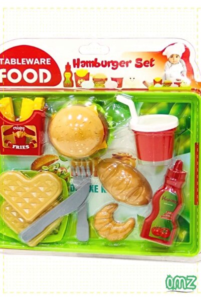 OMZ 1 Adet Tepside Hamburger Seti Kız Oyuncakları Erkek Cocuk Egitici Montess...