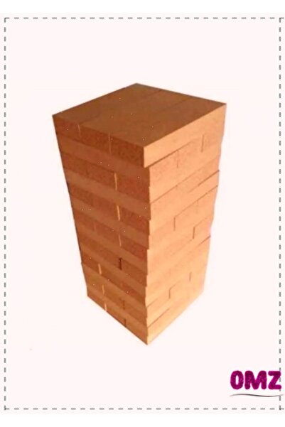 OMZ Jenga Büyük Boy Doğal Ahşap Denge Kule Oyunu 54 Parça Cenga Erkek Cocuk  Egitici Oyuncak