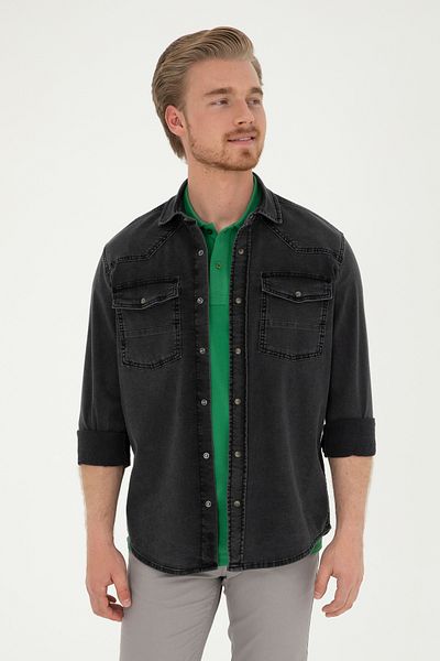 U.S. Polo Assn. Мъжки спортни дънки U.S. POLO - Дънкова риза Comfort Fit, Trevor 027 Black