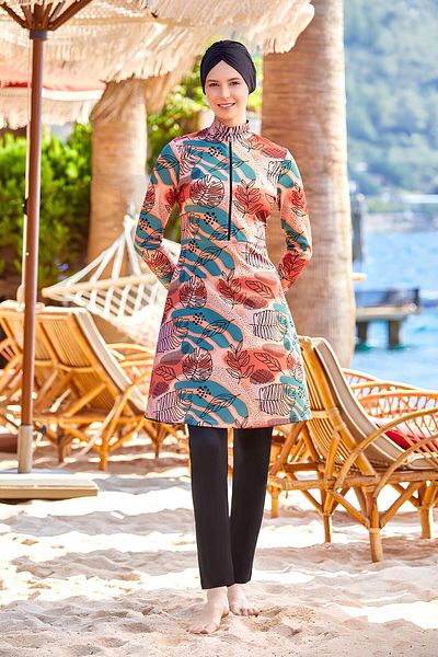 MEBA Μαγιό Rozmay Milk Coffee με σχέδιο Lycra Full Covered Hijab 9222
