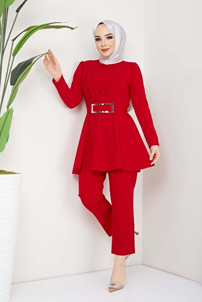marwella Aycan Tesettür Takım - Kırmızı