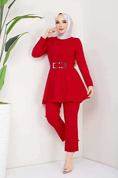 marwella Aycan Tesettür Takım - Kırmızı