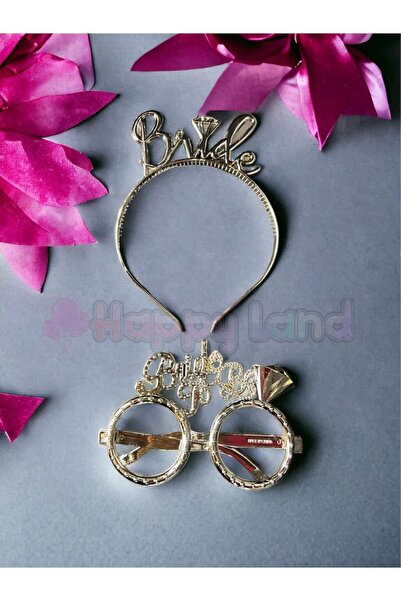 Happyland مجموعة نظارات برايد تو بي كراون فضية اللون - بلاستيك