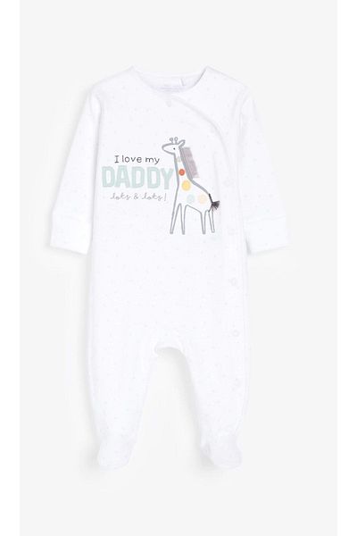 Next Baby 100% Organic Cotton Giraffe Patterned Dad Overalls