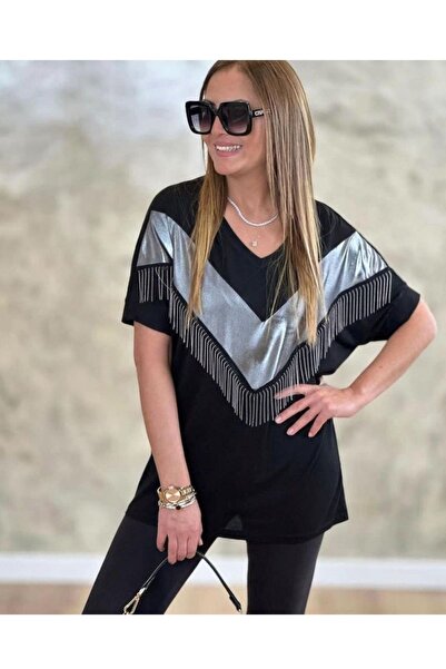 D'lavelle ZİNCİRLİ V YAKA BLUZ