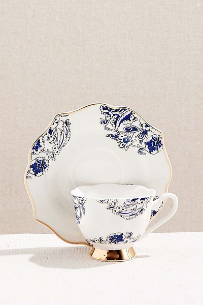 Paşabahçe Blue and White Coffee Set for 4 People - 8 Pieces 100cc