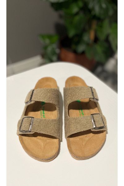 Land of Cork Unisex Anatomical Natural Cork Sole Natural Felt Wool Slippers