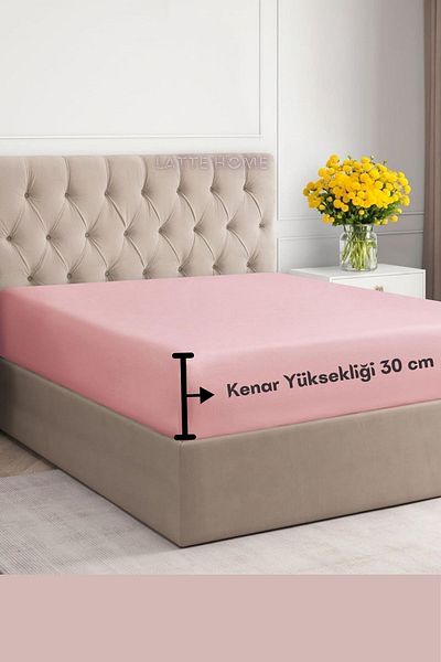 LATTE TEKSTİL Pink 100% Cotton Fitted Combed Bed Sheet - Elastic, Single-Double-Size Size