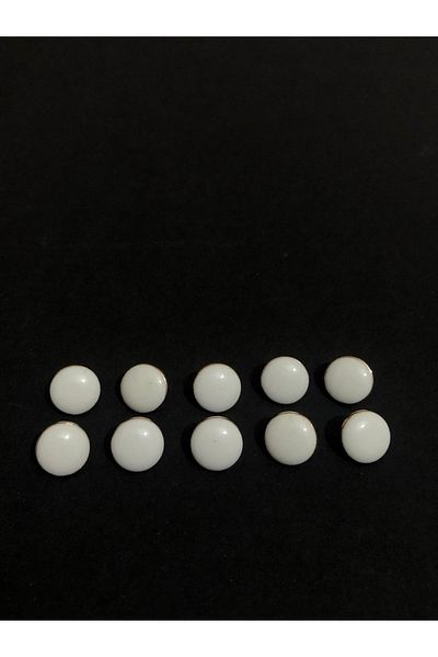 aensia White Italian Enamel Button on Gold Gold Small Size Metal Button 18 Size Buttons - Pack of 10