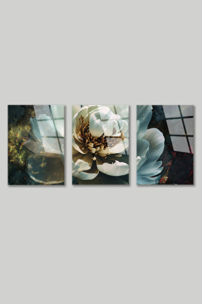 BV DEKOR 3 ΤΕΜΑΧΙΑ - ΓΥΑΛΙΝΗ ΖΩΓΡΑΦΙΚΗ ΤΟΙΧΟΥ ΣΤΥΛ ΛΕΥΚΟΥ ΛΟΥΛΟΥΔΙΟΥ 3D - ΜΟΝ...