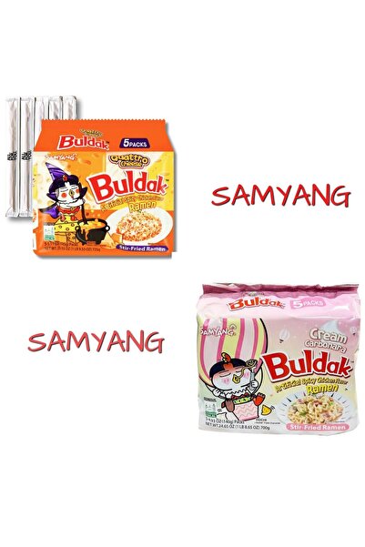 samyang buldak CHEESE BULDAK RAMEN +CREAM CARBONARA RAMEN 10 ADET HELAL SERTİ...