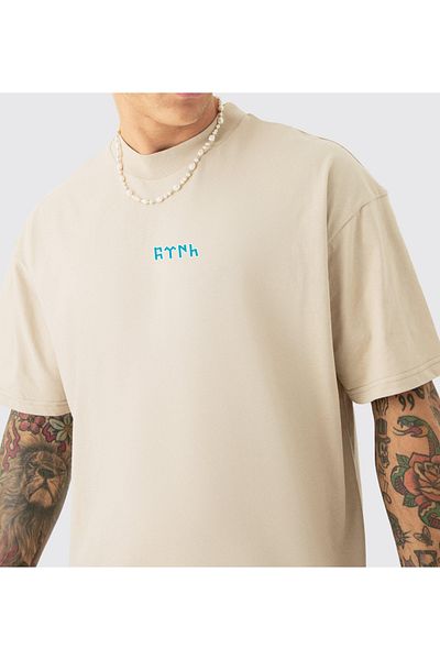 Uniquetex VEK Gokturk Alphabet Patterned - Orhun Inscriptions Τουρκικό εμπριμέ μπλουζάκι μεγάλου μεγέθους v2