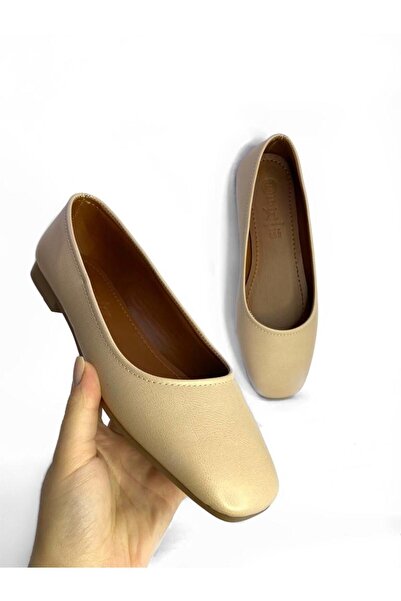 Büşra Sultan Ayakkabı & Çanta Kadın Klasik Ten Babet / Hostes Ayakkabısı