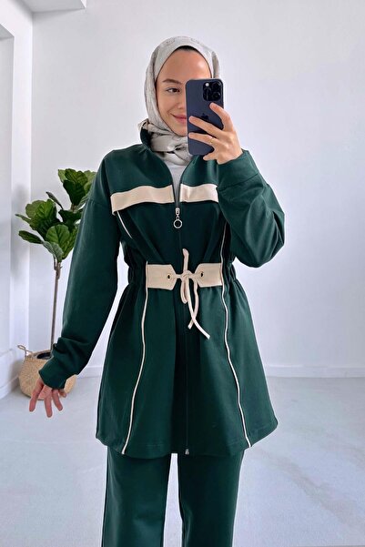 Ka Hijab Emerald Striped - Λαστιχένια μέση Hijab Σετ 2 τεμαχίων