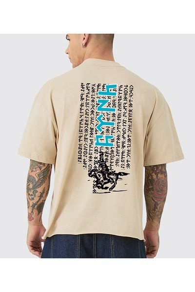 Uniquetex VEK Gokturk Alphabet Patterned - Orhun Inscriptions Τουρκικό εμπριμέ μπλουζάκι μεγάλου μεγέθους v2