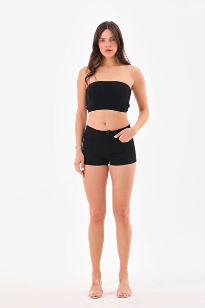 marecaldo Yazlık Kadın Giyim Modası Özel Modeli Elite Siyah Şort