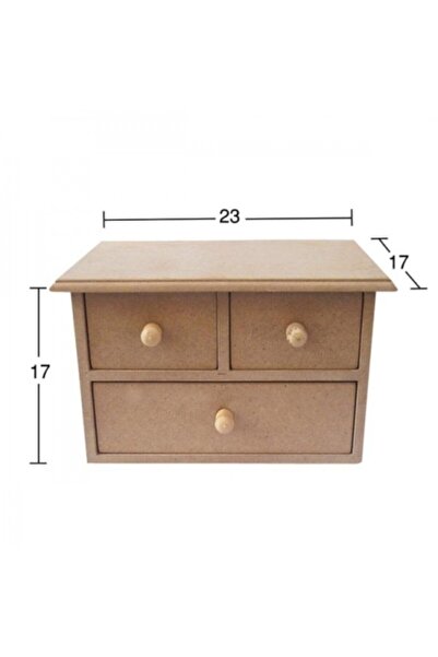 Genel Markalar Ahşap 3 Çekmeceli Alçak Takı Kutusu