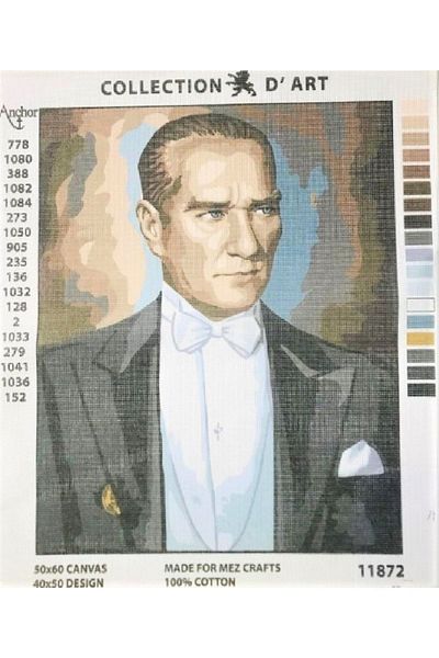 collection d'art Collection D'art 11872 40x50cm -atatürk Portrait- Printed Unprocessed Tapestry Panel Etamine