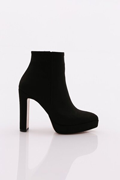DGN Black Suede Women's Heeled Boots - 71233910