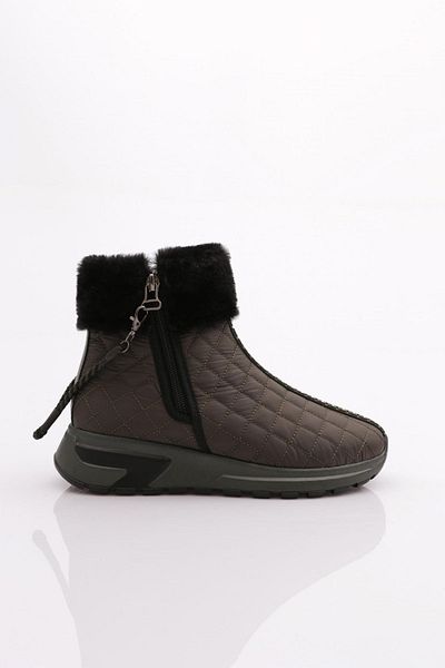 DGN Dámské kožešinové boty se silnou podrážkou na zip khaki 79633363