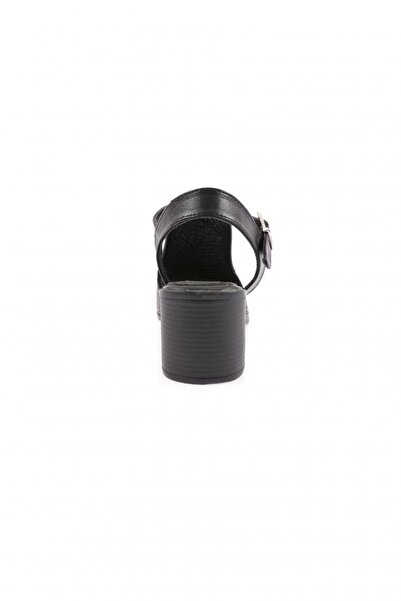 DGN Laser Cut 055 Dámské sandály na podpatku – černá pravá kůže