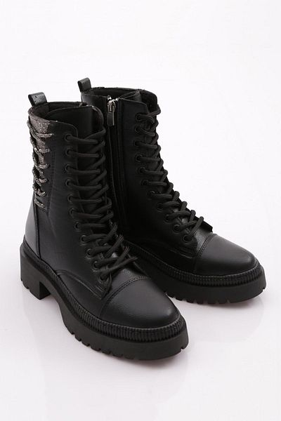 DGN Women's Lace-Up Boots Black Caviar 211011321027