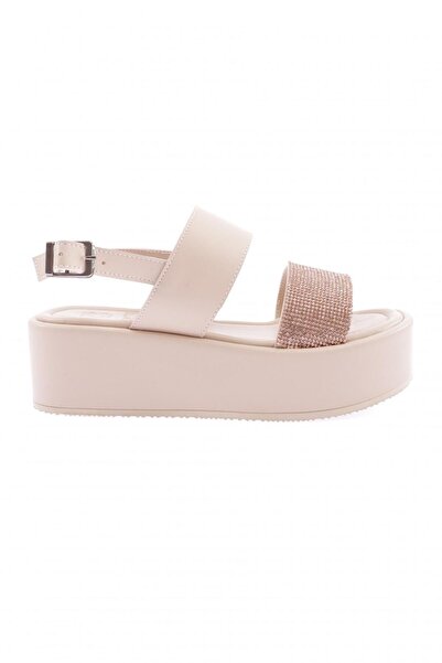 DGN 9915-23Y Women's Silver Stone Banded Thick Sole Sandals Beige