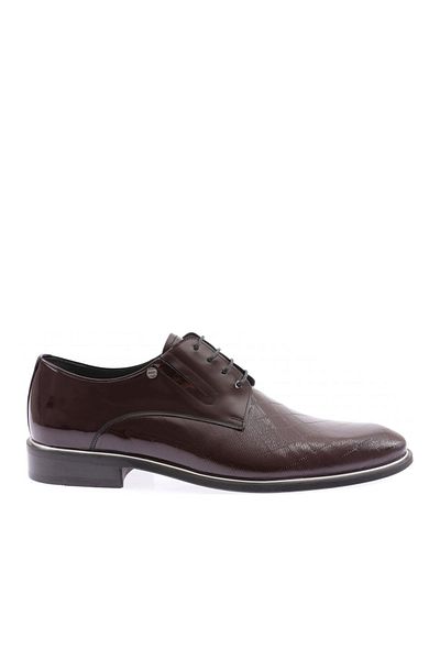 DGN Pantofi smoking din piele lacuita rosie Claret - Talpa Neolit, siret, model diamant 364526102