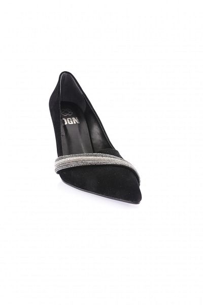 DGN Women's Silver Stone Banded Evening Dress Shoes Black Velvet 352916162674