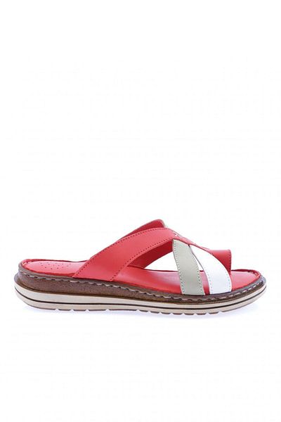 DGN 290-23y Flip Flops pentru femei cu bretele încrucișate din piele naturală Garni roșu