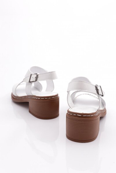 DGN Women's Open Sides Sandals White Tan Genuine Leather 41435109