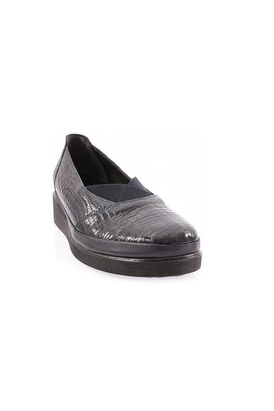 DGN Women's Thick Sole Comfort Shoes Navy Blue Crocodile Genuine Leather 2293221