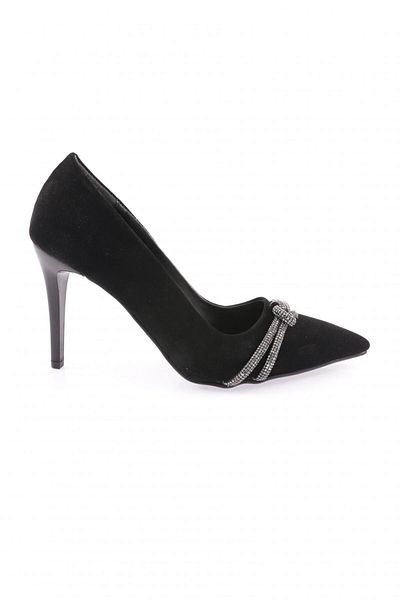 DGN Dámské večerní společenské boty Black Velvet - Silver Stoned Banded