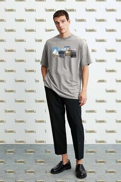 aynewmoda Oversize Photo Printed T-shirt