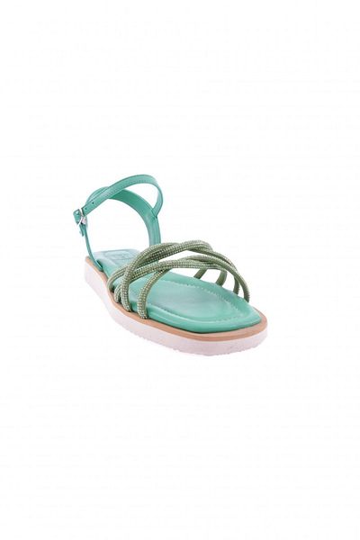 DGN Women's Cross Silver Stone Sandals Green 6463372