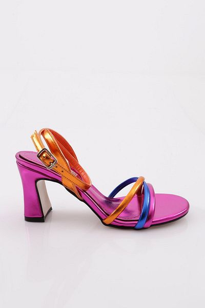DGN Sandale de damă fucsia metalice - cu bretele încrucișate 8661535