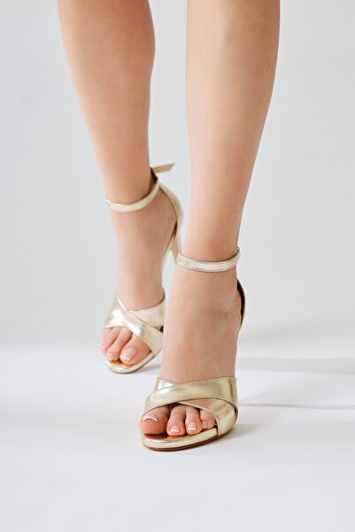 Limoya Ewa-Carin Gold Ankle Strap High Heel Shoes