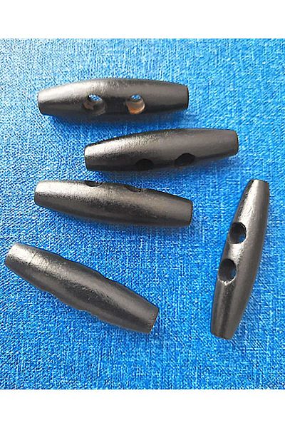 Beyna Natural Wood Black Shepherd - 5 cm Button, 1 Pack of 10 Pieces