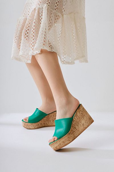Limoya Γυναικείες παντόφλες Riya Green Thick Cork Sole