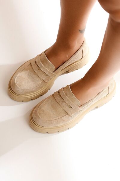 Limoya Gerta Skin Color, Beige Suede Women's Oxford Shoes