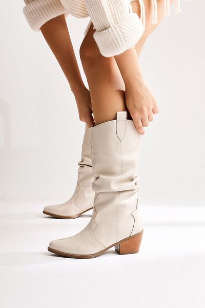 Limoya Lise-britt Beige Gusseted Embroidered Western Γυναικείες Μπότες, Γυναικείο Μποτάκι