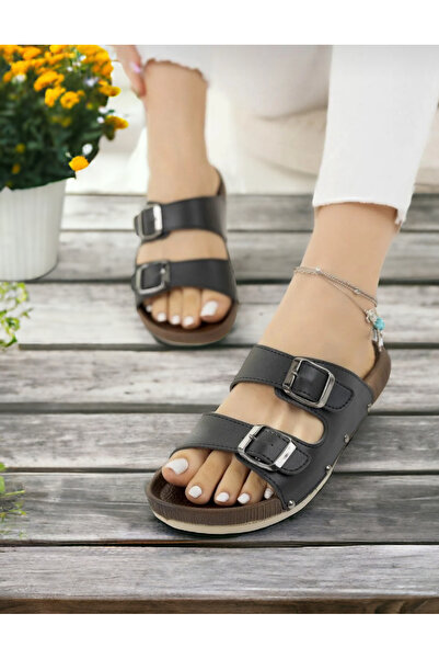 Hızlı Al Ορθοπεδικές Γυναικείες Παντόφλες - Μαύρη Πόρπη, Άνετες Παντόφλες Θαλασσινής Παραλίας