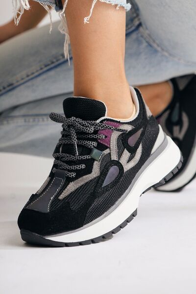 Limoya Gerdh Siyah Triko-süet Kadın Spor Ayakkabı, Sneakers