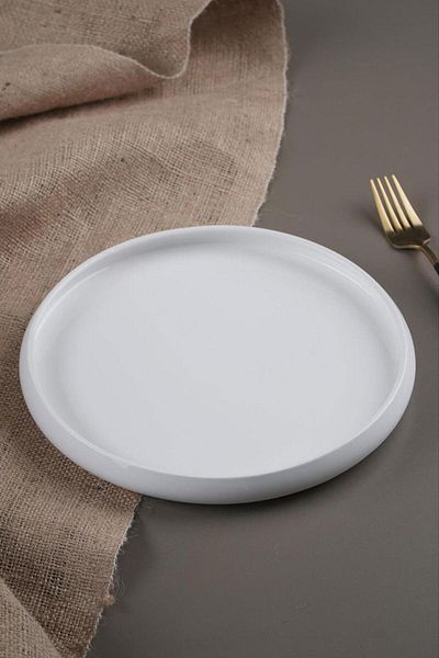 ACAR Bianco Perla Porcelain Round Plate 1 Piece 23.5x2.5 Cm