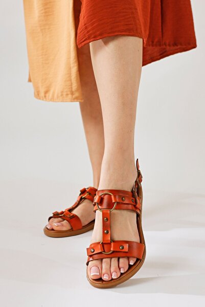 Jilberto Sandale de damă Jaime Orange din piele naturală