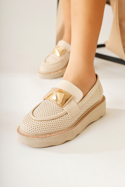 Limoya Khloe Bej Toka Детальні макосен з отворами, жіночі лофери, вигідна про...