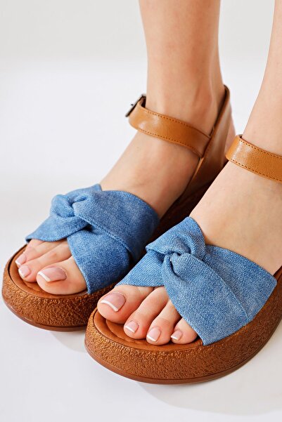 Limoya Mastan Blue Thick Heeled Cross-Strapped Thick Heeled Women's Sandals Opportunity Product