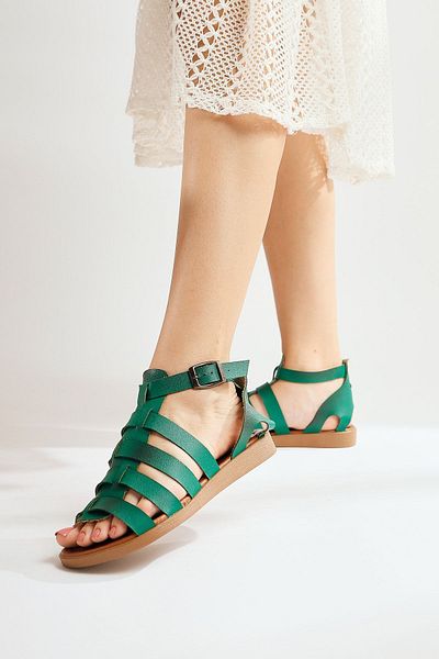 Jilberto Sandale de damă Gladiator Messalina Green din piele naturală