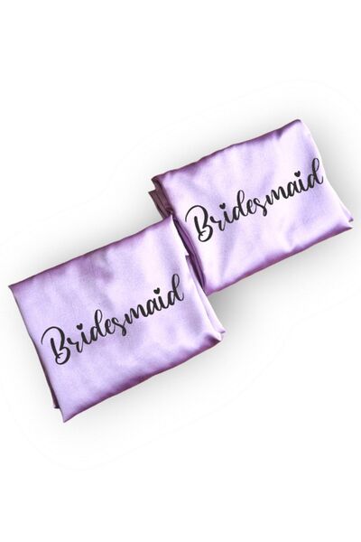 Lasilla Lila 2 Adet Bridesmaid Baskılı Nedime Sabahlık